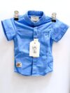 Light Blue Short-Sleeve Mandarin Collar Kids' Shirt